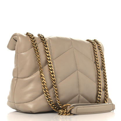 Saint Laurent Lambskin Quilted Toy Loulou Puffer Monogram Chain Satchel Dark Beige 3 of 10