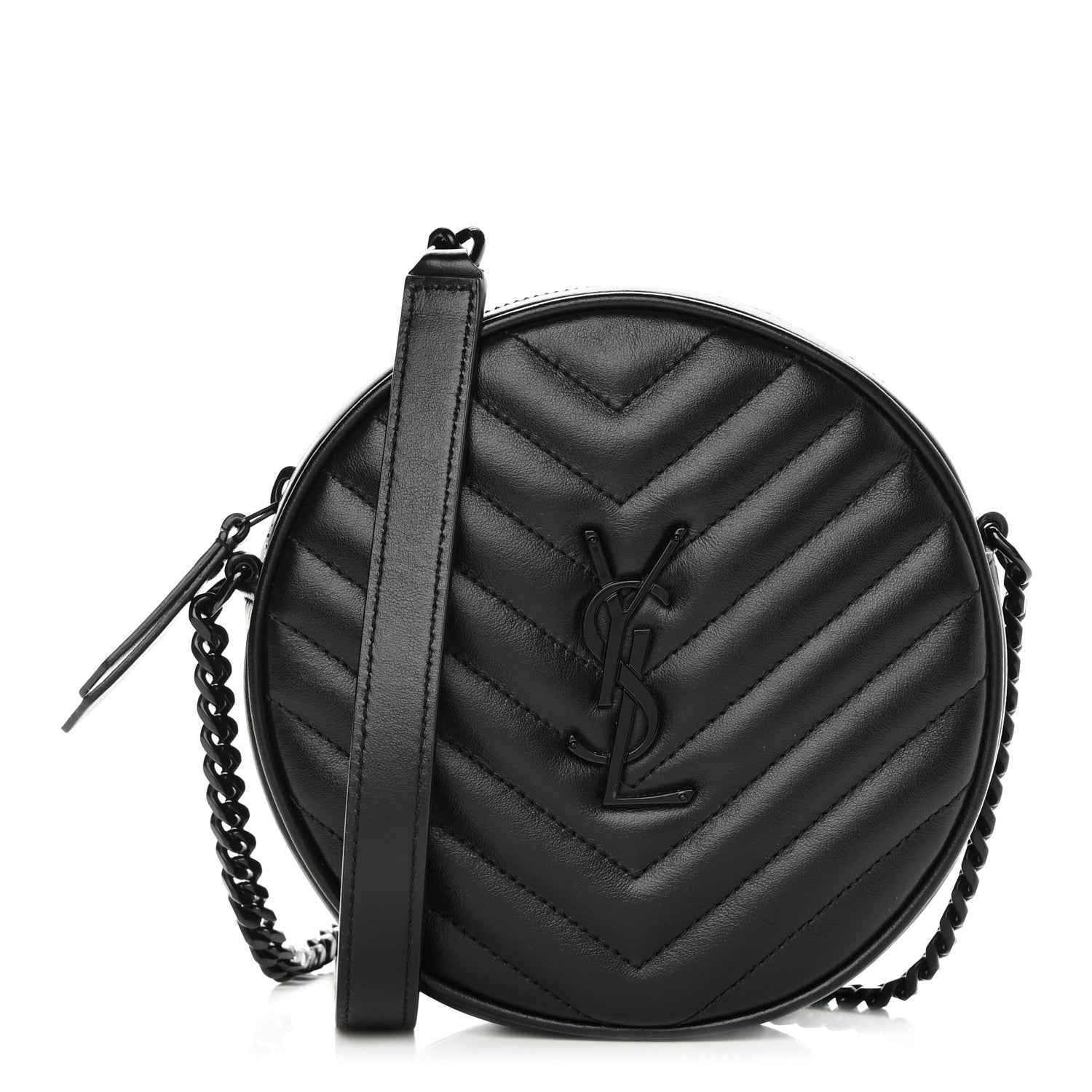Saint Laurent Calfskin Matelasse Chevron Round Vinyle Camera Bag Black 1 of 11