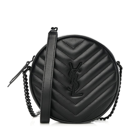 Saint Laurent Calfskin Matelasse Chevron Round Vinyle Camera Bag Black 1 of 11