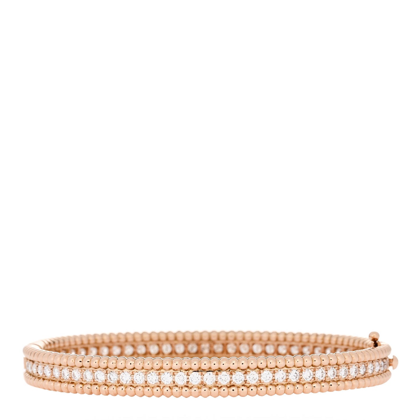 18K Rose Gold Diamond Perlee 1-Row Bangle Bracelet XS