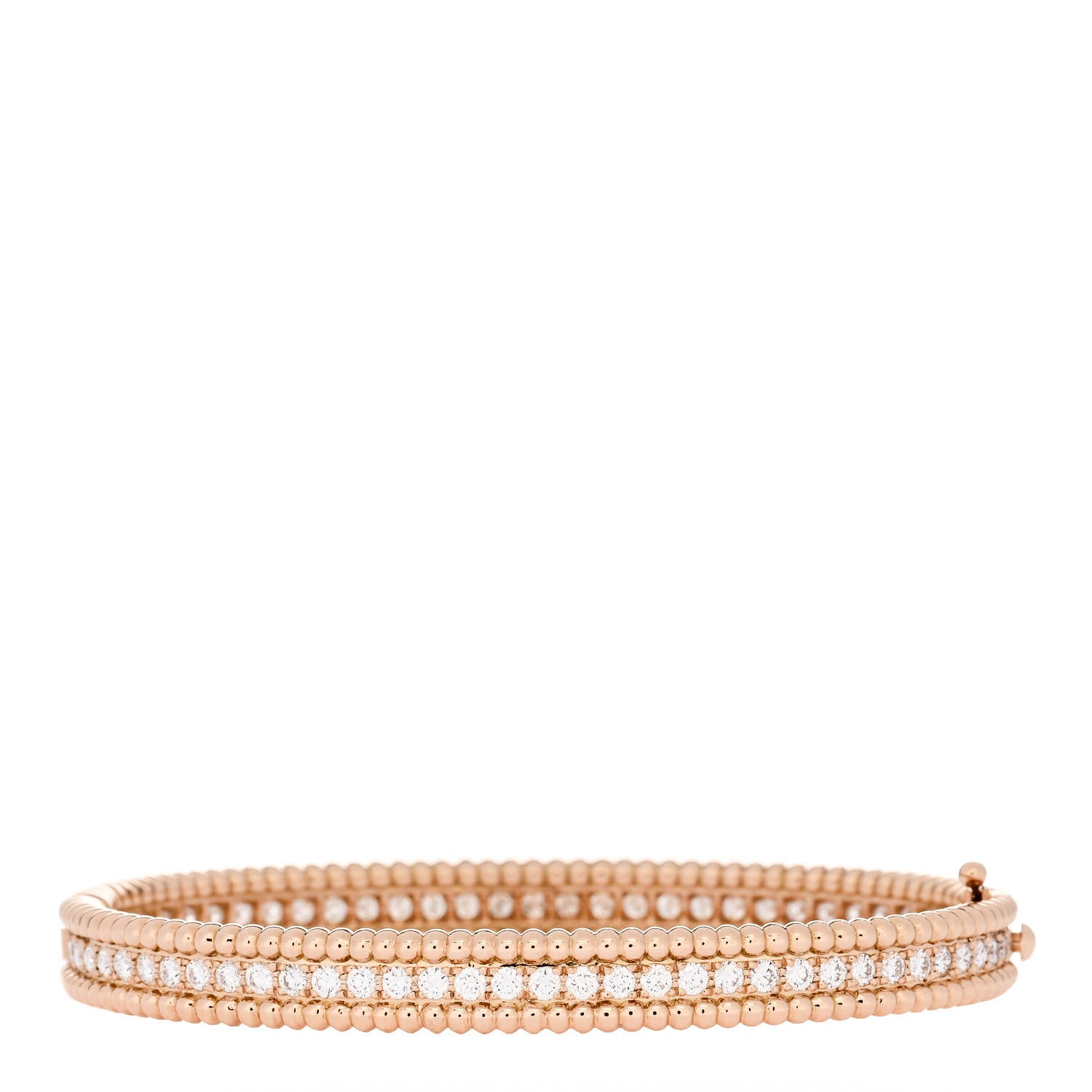 Van Cleef & Arpels 18K Rose Gold Diamond Perlee 1-Row Bangle Bracelet XS 2 of 4