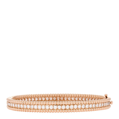 Van Cleef & Arpels 18K Rose Gold Diamond Perlee 1-Row Bangle Bracelet XS 2 of 4