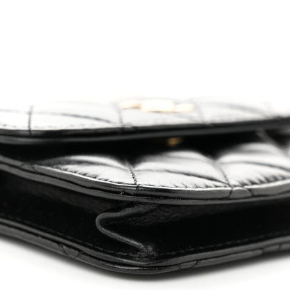 Chanel Calfskin Quilted Maxi Pearls Card Holder Flap With Chain Black 10 of 11