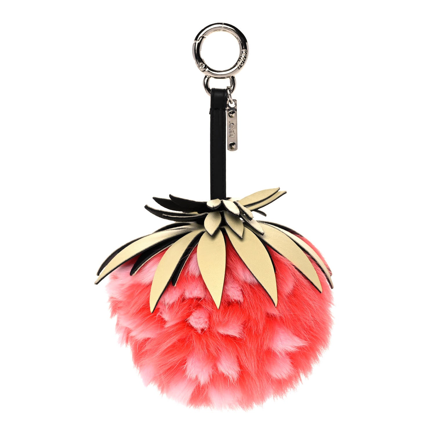 Fendi Fox Rabbit Fur Nappa Pineapple Bag Charm Rosa Scuro Banana Multicolor 1 of 4