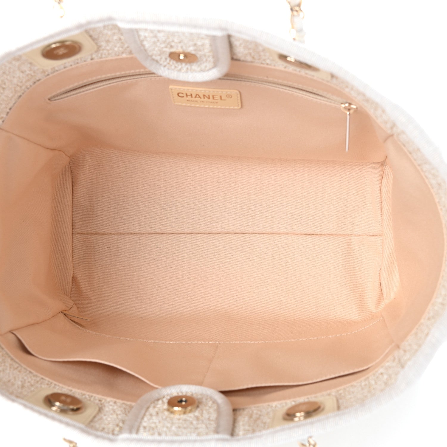 Chanel Lurex Boucle Small Deauville Tote Ivory 5 of 10