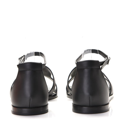 Hermes Calfskin Santorini Sandals 38 Black 5 of 7