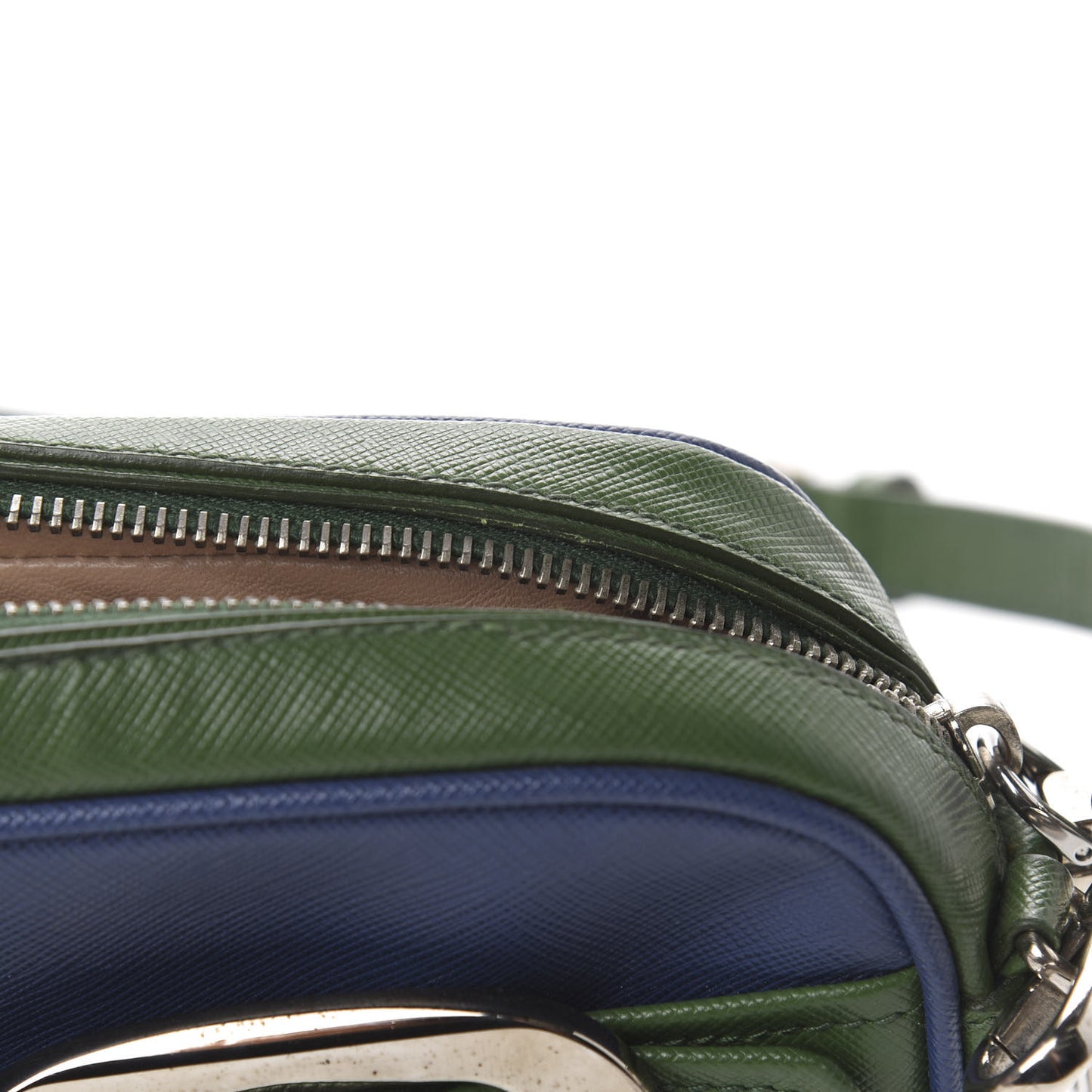 Saffiano Buckle Bi-Color Camera Bag Bluette Lari