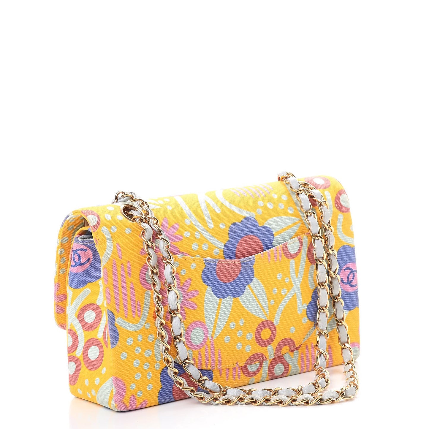 Canvas Printed Medium Double Flap Multicolor