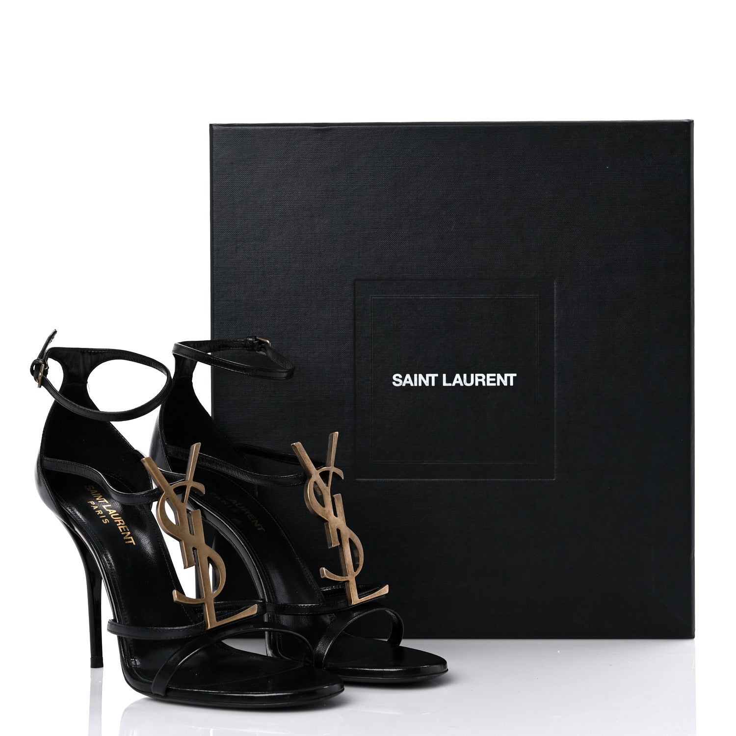 Saint Laurent Calfskin Cassandra 100 Sandals 38.5 Black 11 of 11