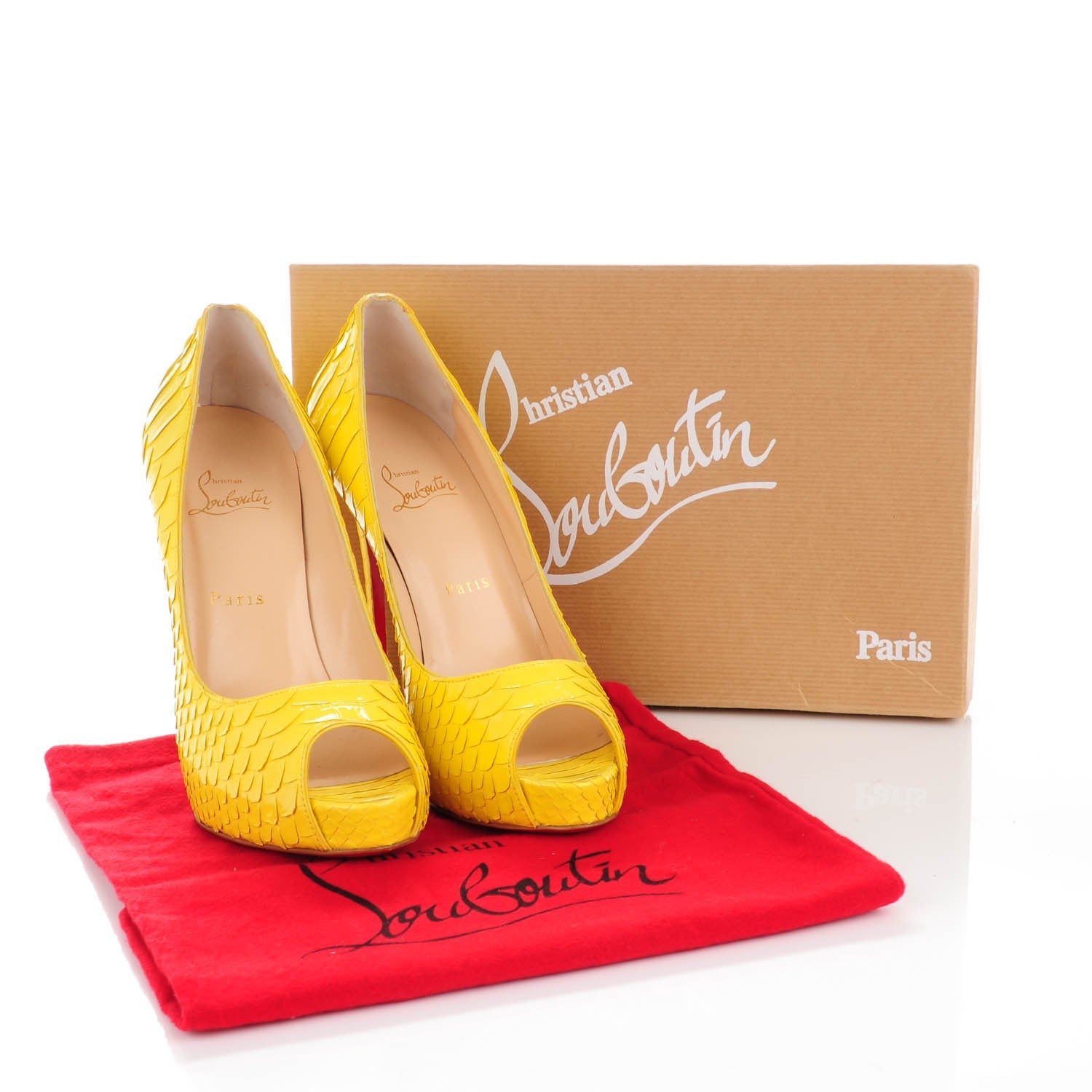 Christian Louboutin Python New Very Prive 120 Pumps 39.5 Yellow