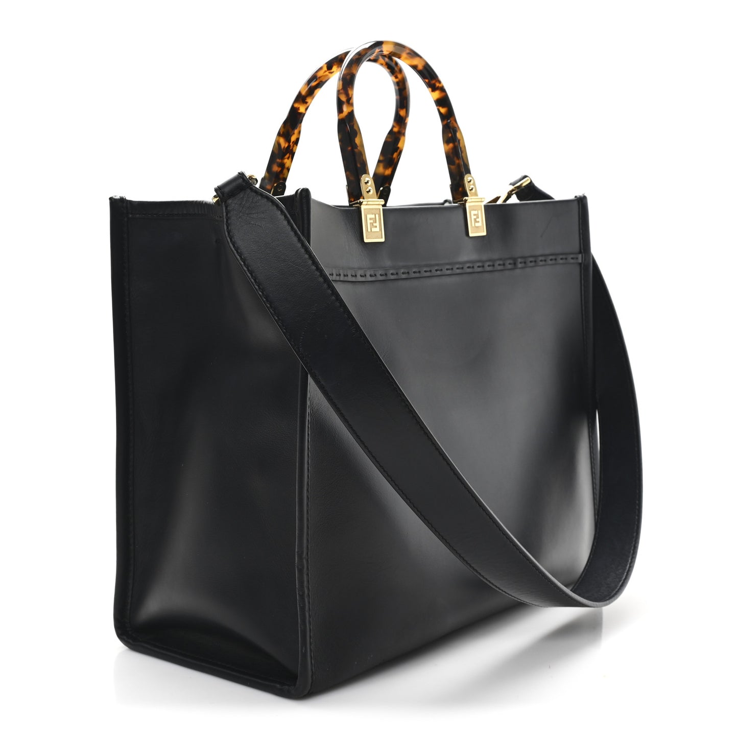 Vitello King Plexiglass Medium Fendi Sunshine Shopper Tote Black