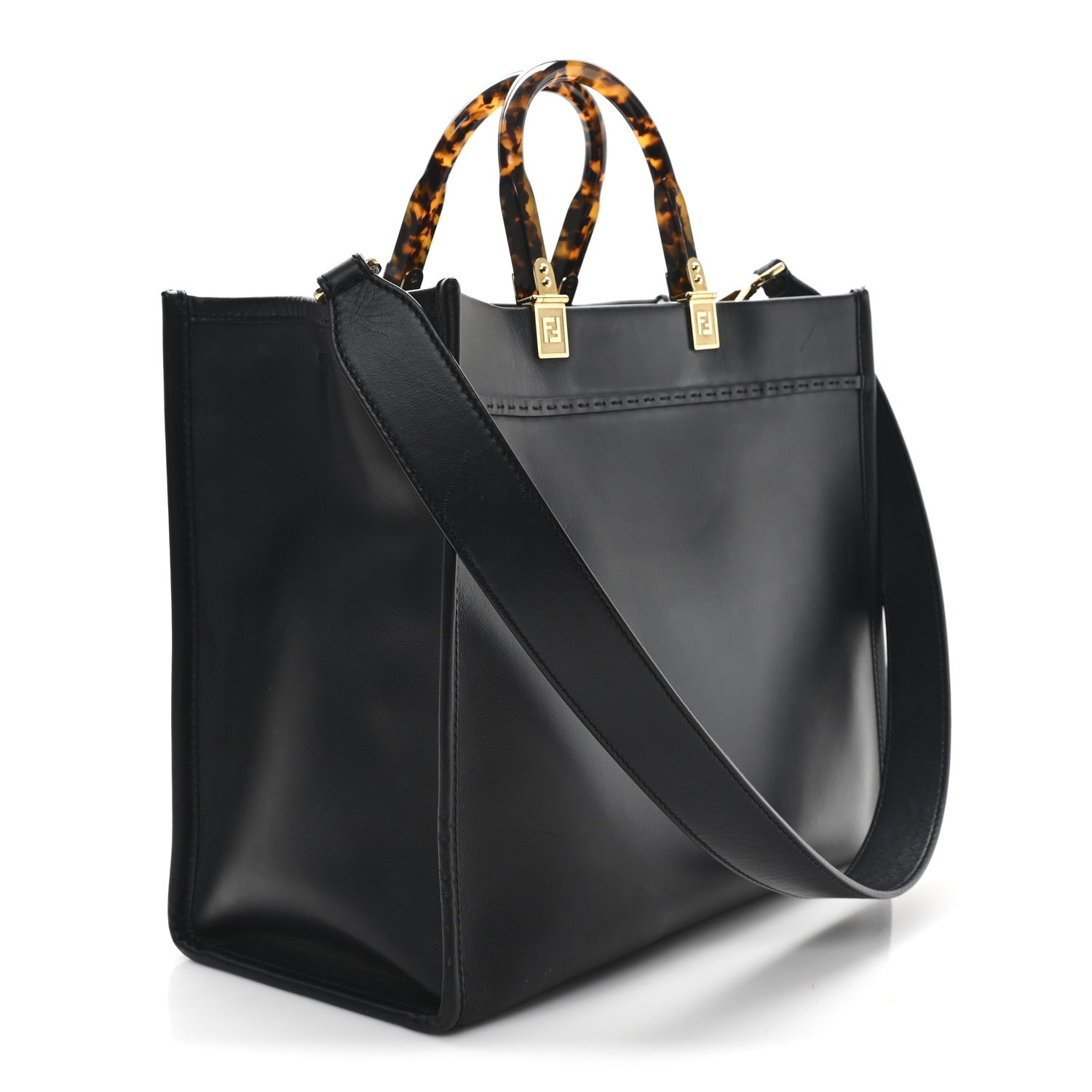 Fendi Vitello King Plexiglass Medium Fendi Sunshine Shopper Tote Black 3 of 12