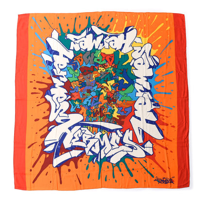Hermes Cashmere Silk Graff Graffiti Shawl 140 Orange 1 of 6