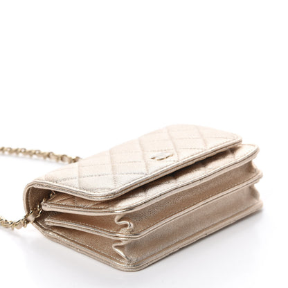 Chanel Metallic Lambskin Quilted Mini Wallet On Chain WOC Gold 4 of 11