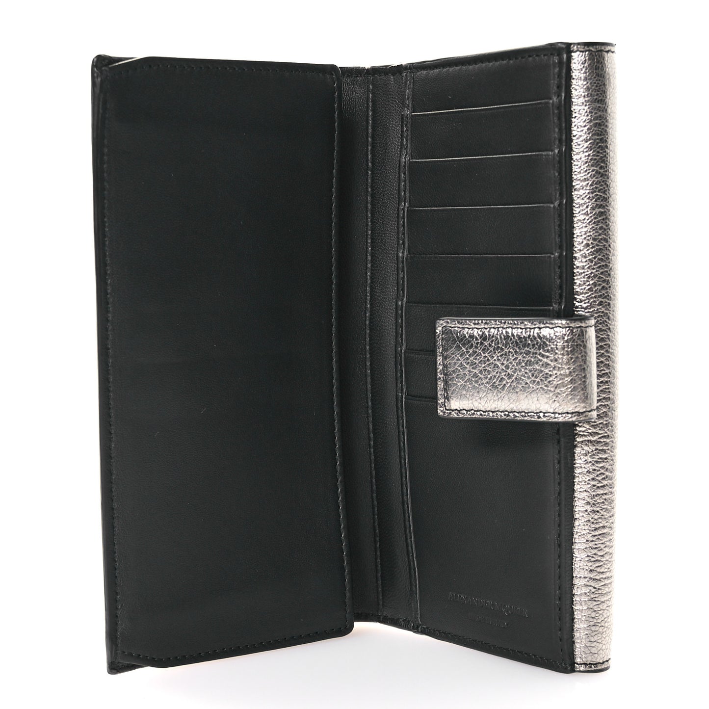 Metallic Calfskin Skull Continental Wallet Gunmetal
