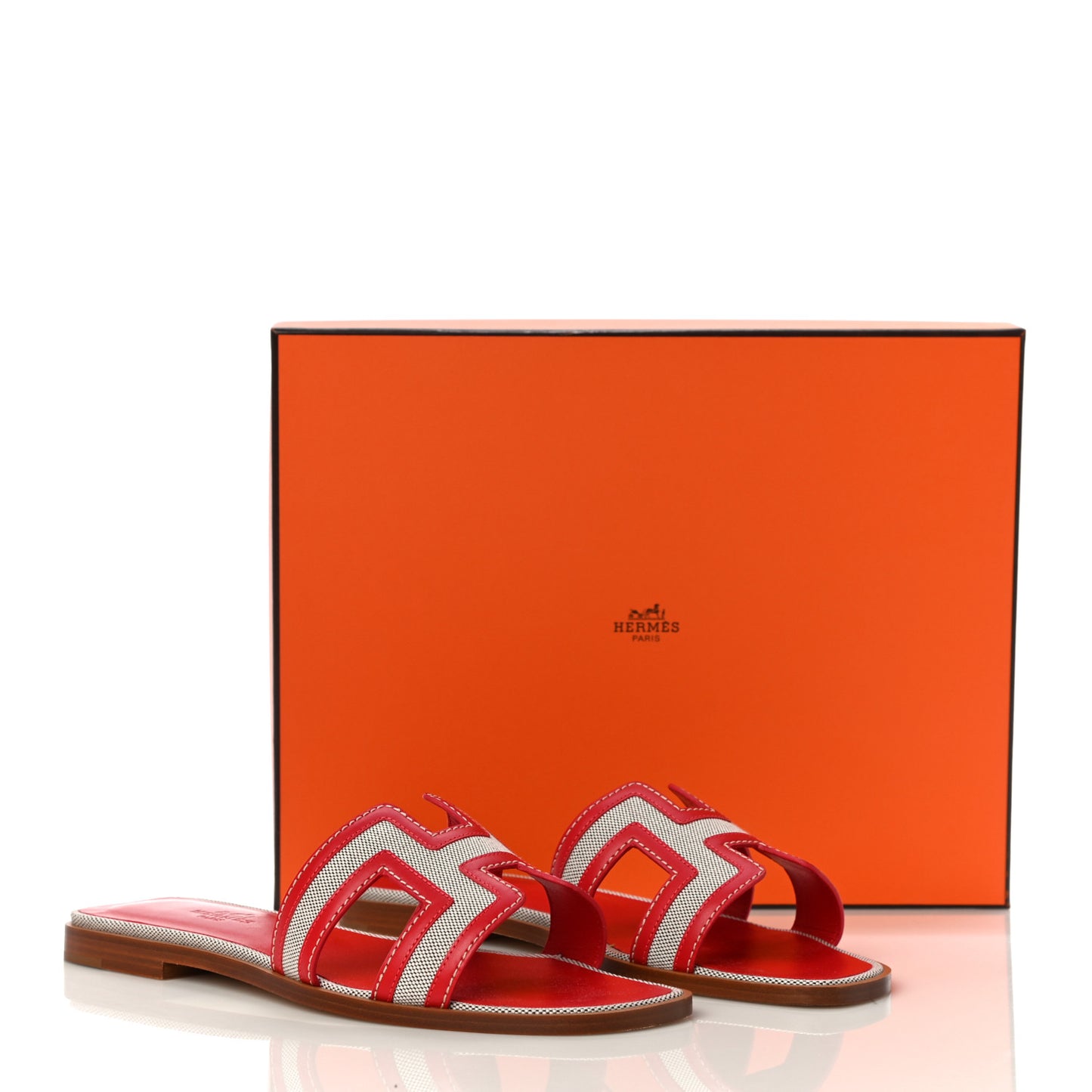 Canvas Calfskin Oran Sandals 37 Prunoir Rouge A Levre