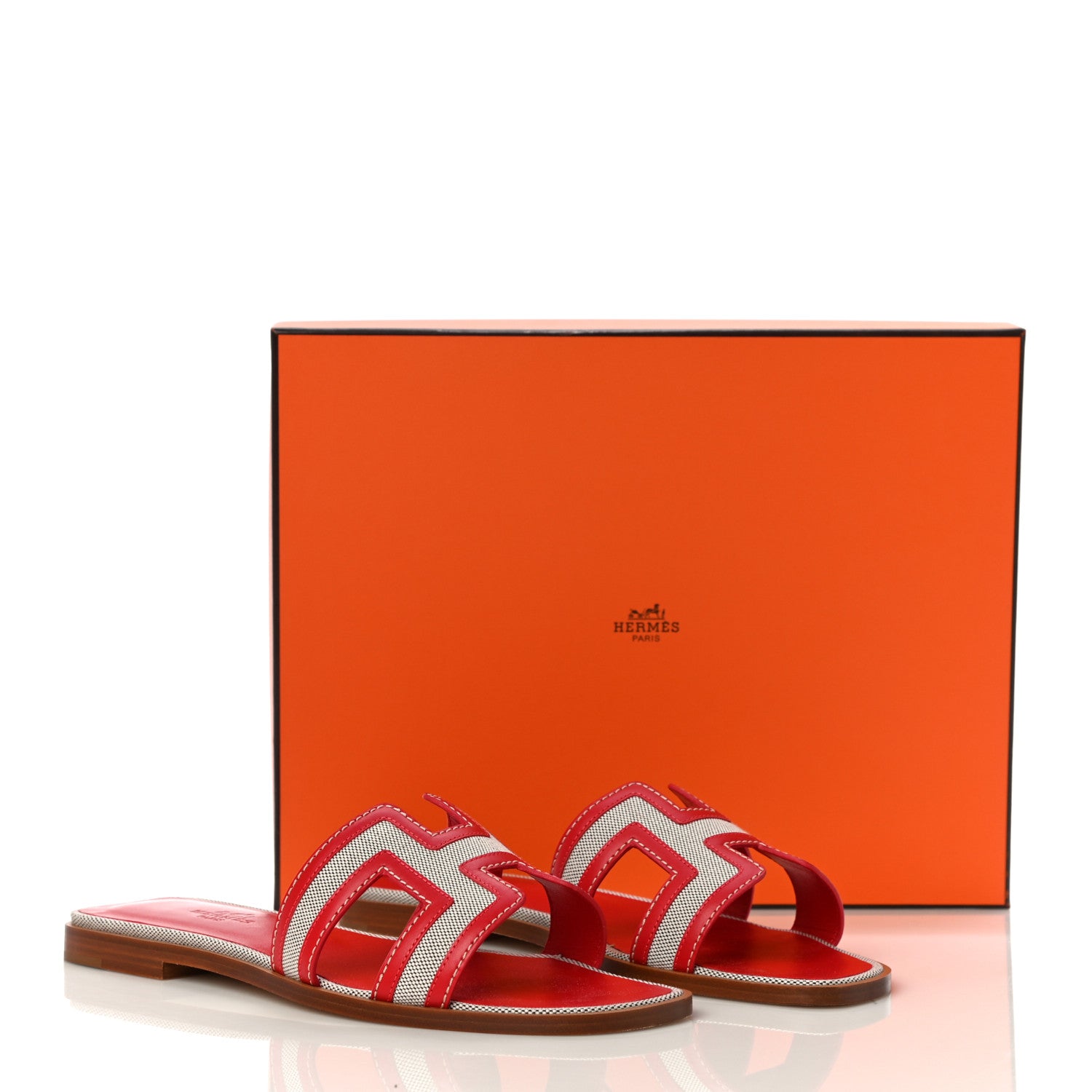 Hermes Canvas Calfskin Oran Sandals 37 Prunoir Rouge A Levre 9 of 9
