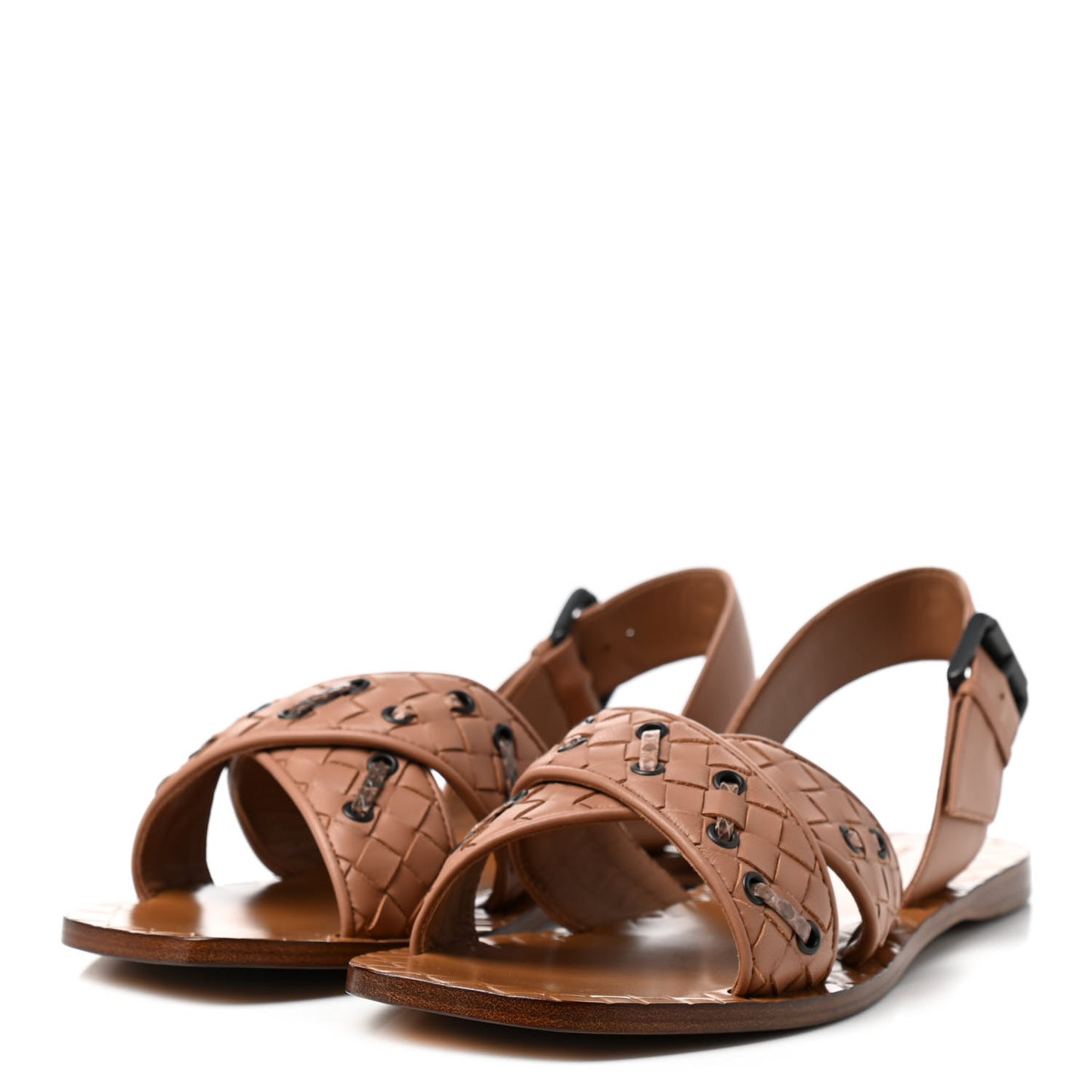 Nappa Ayers Intrecciato Flat Sandals 39 Dahlia