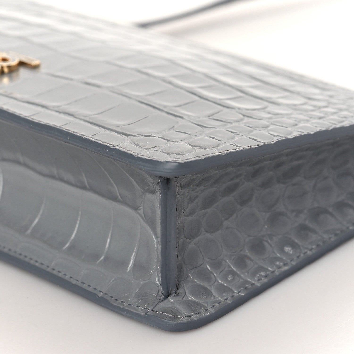 Burberry Calfskin Alligator Embossed Small TB Shoulder Bag Grey 7 of 7