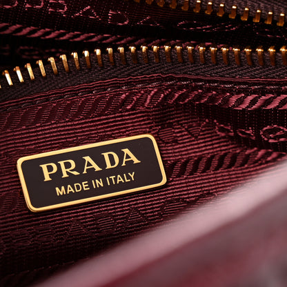 Prada Shiny Nappa Medium Bonnie Shoulder Bag Bordeaux 6 of 10