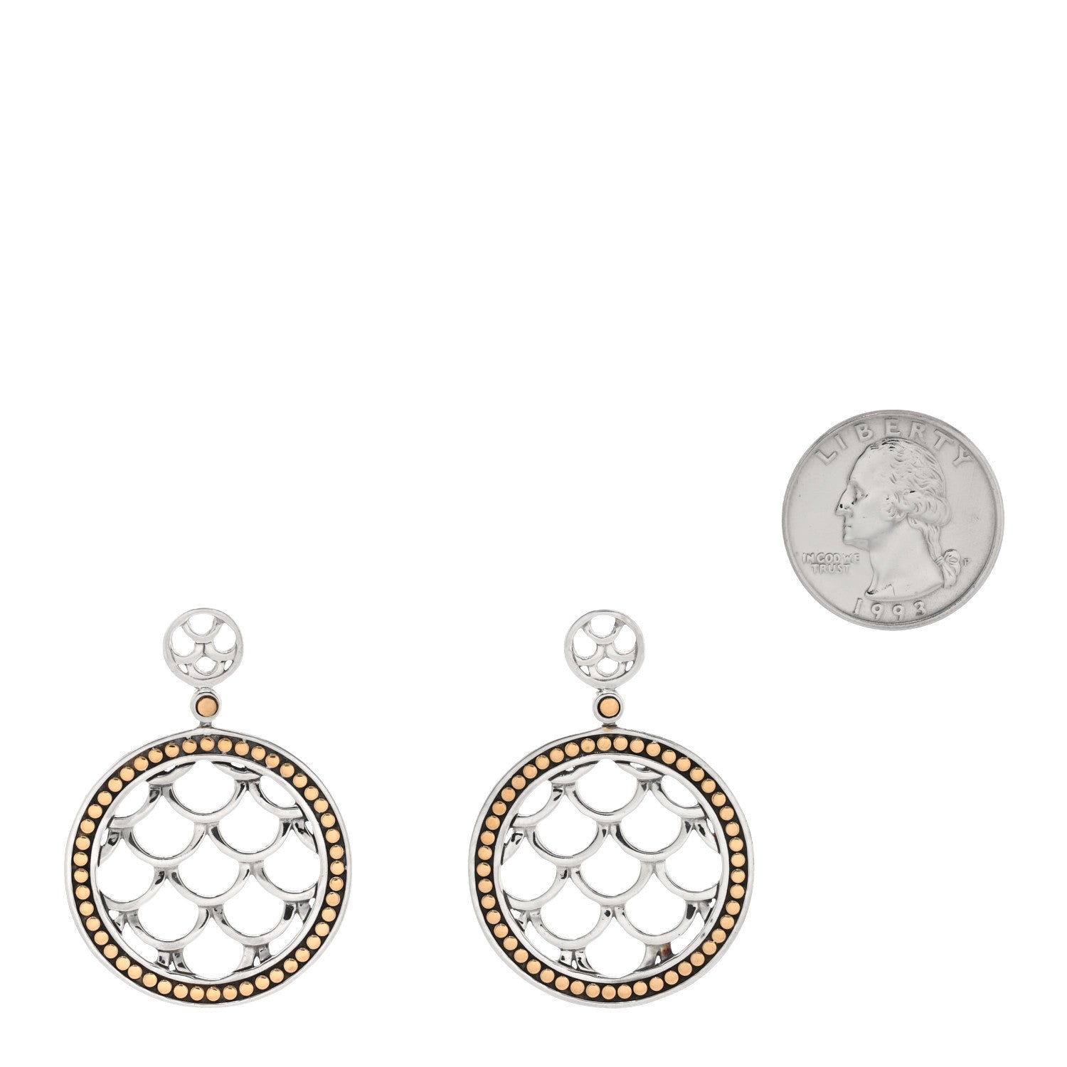 John Hardy Sterling Silver 18K Yellow Gold Legends Naga Round Drop Earrings 2 of 4
