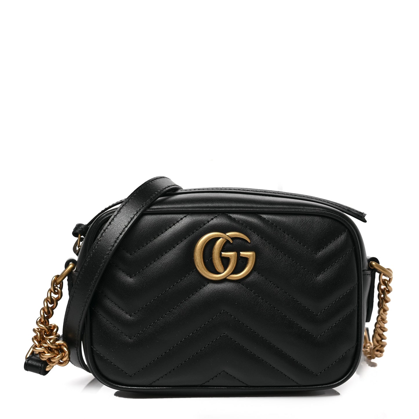 Calfskin Matelasse Mini GG Marmont Chain Shoulder Bag Black