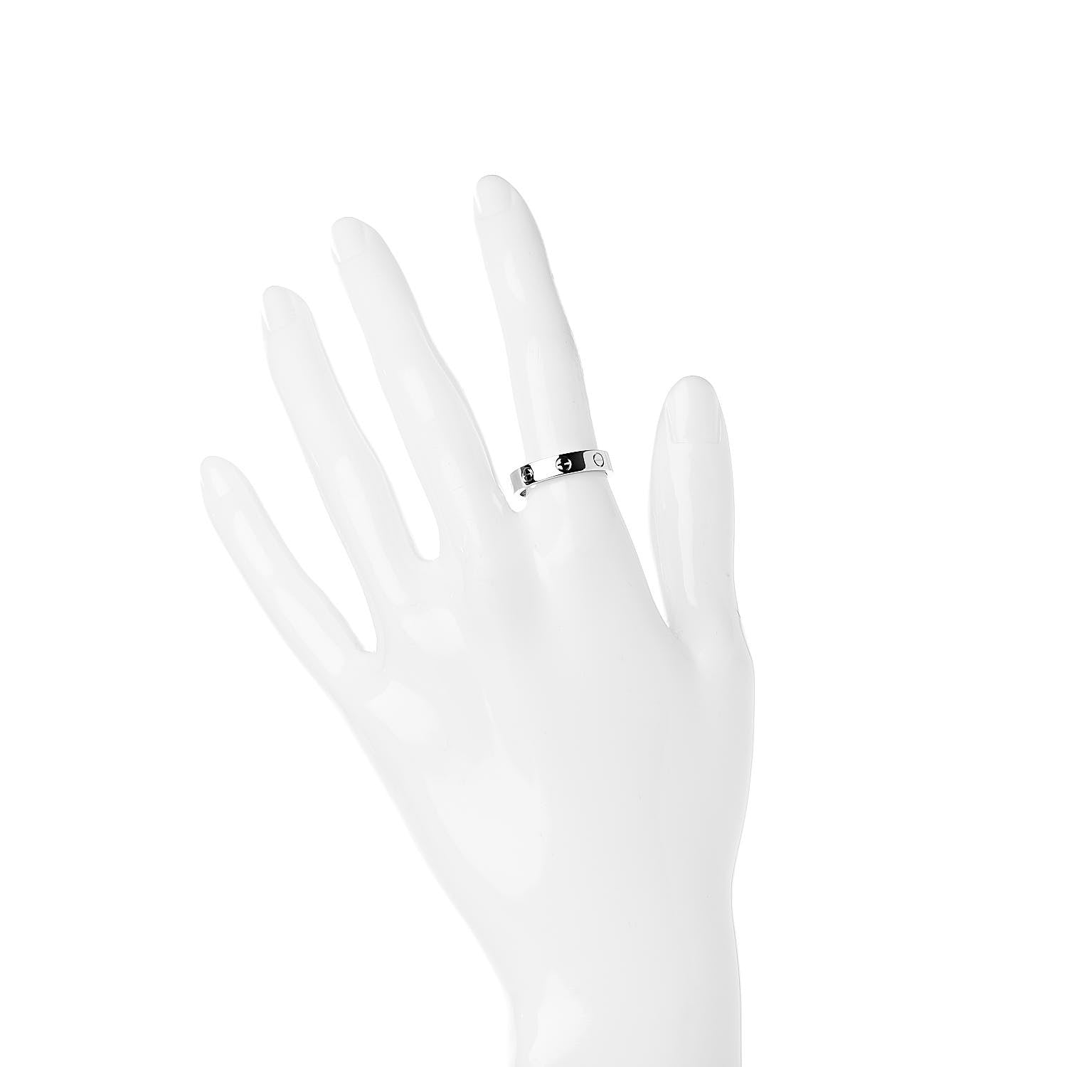 Cartier 18K White Gold Diamond 4mm LOVE Wedding Band Ring 53 6.25 2 of 5