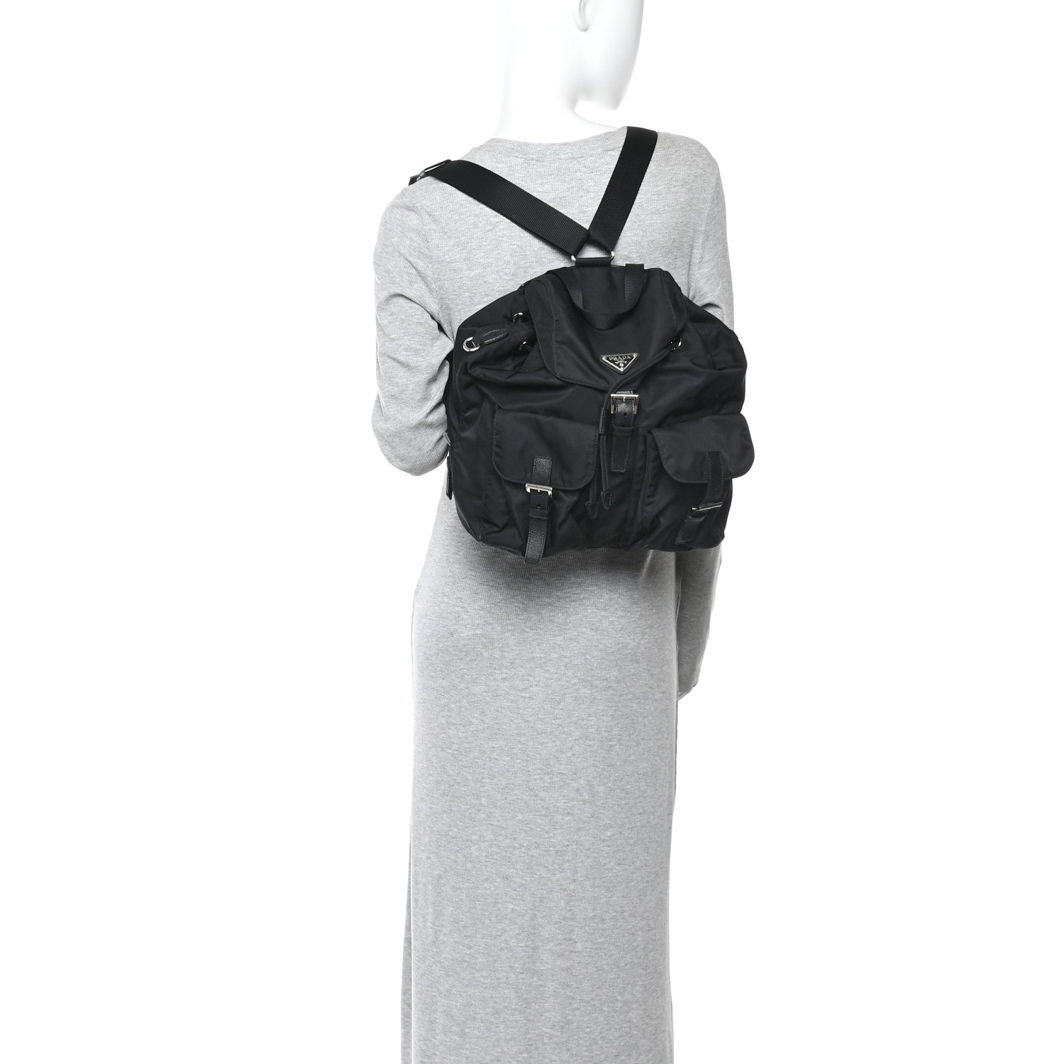 Prada Re-Nylon Saffiano Medium Backpack Black 2 of 14