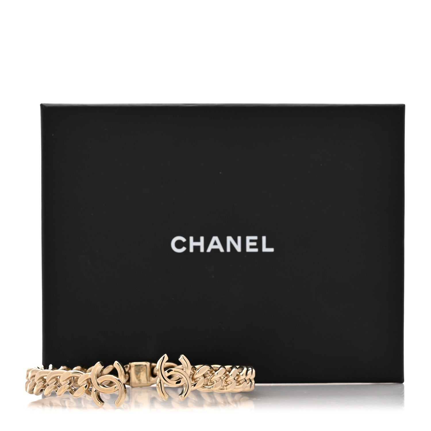 Chanel Metal CC Chain Link Choker Necklace S Gold 5 of 5