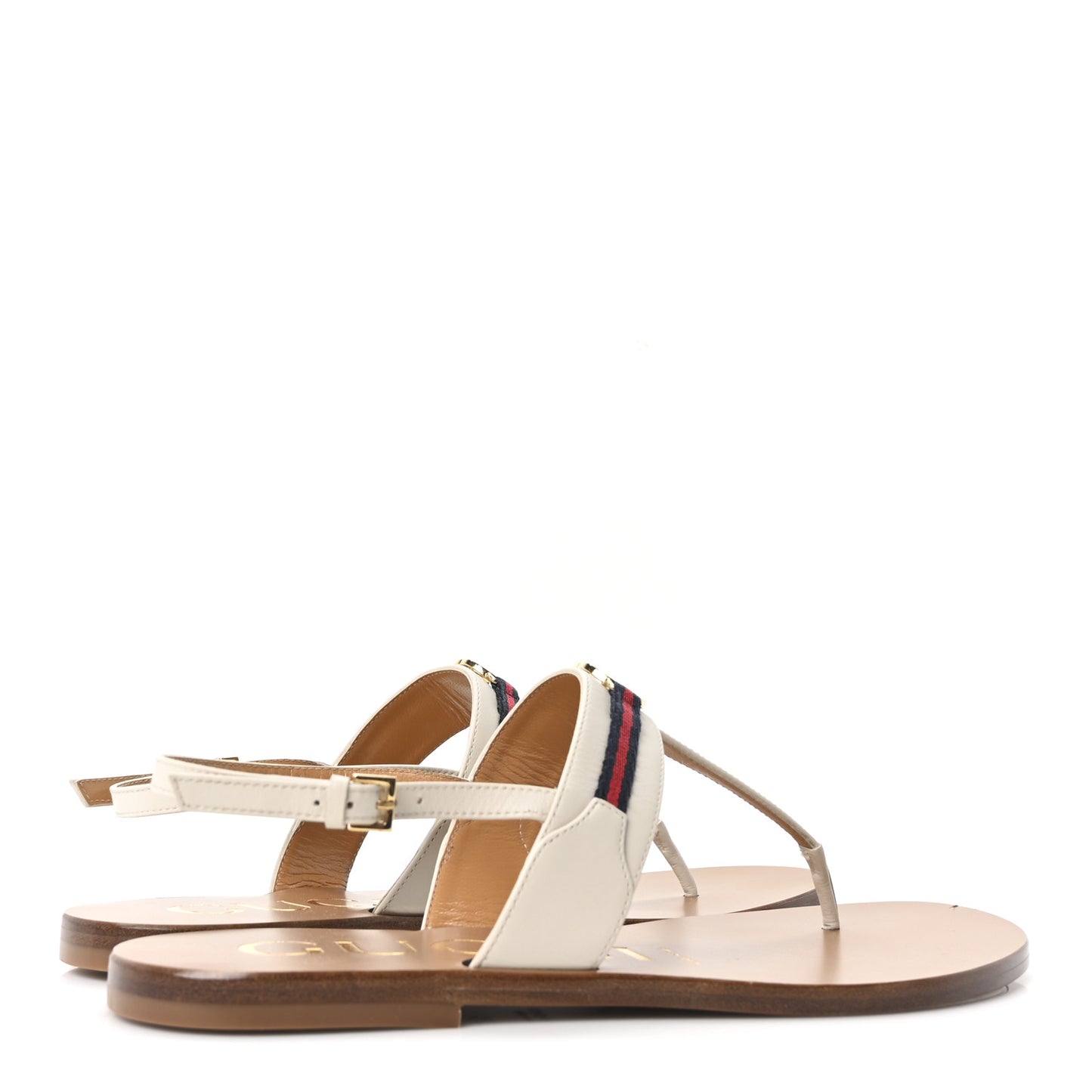 Cosmos Softy Nylon Web Interlocking G Womens New Kika Thong Sandals 37.5 Mystic White Blue Red
