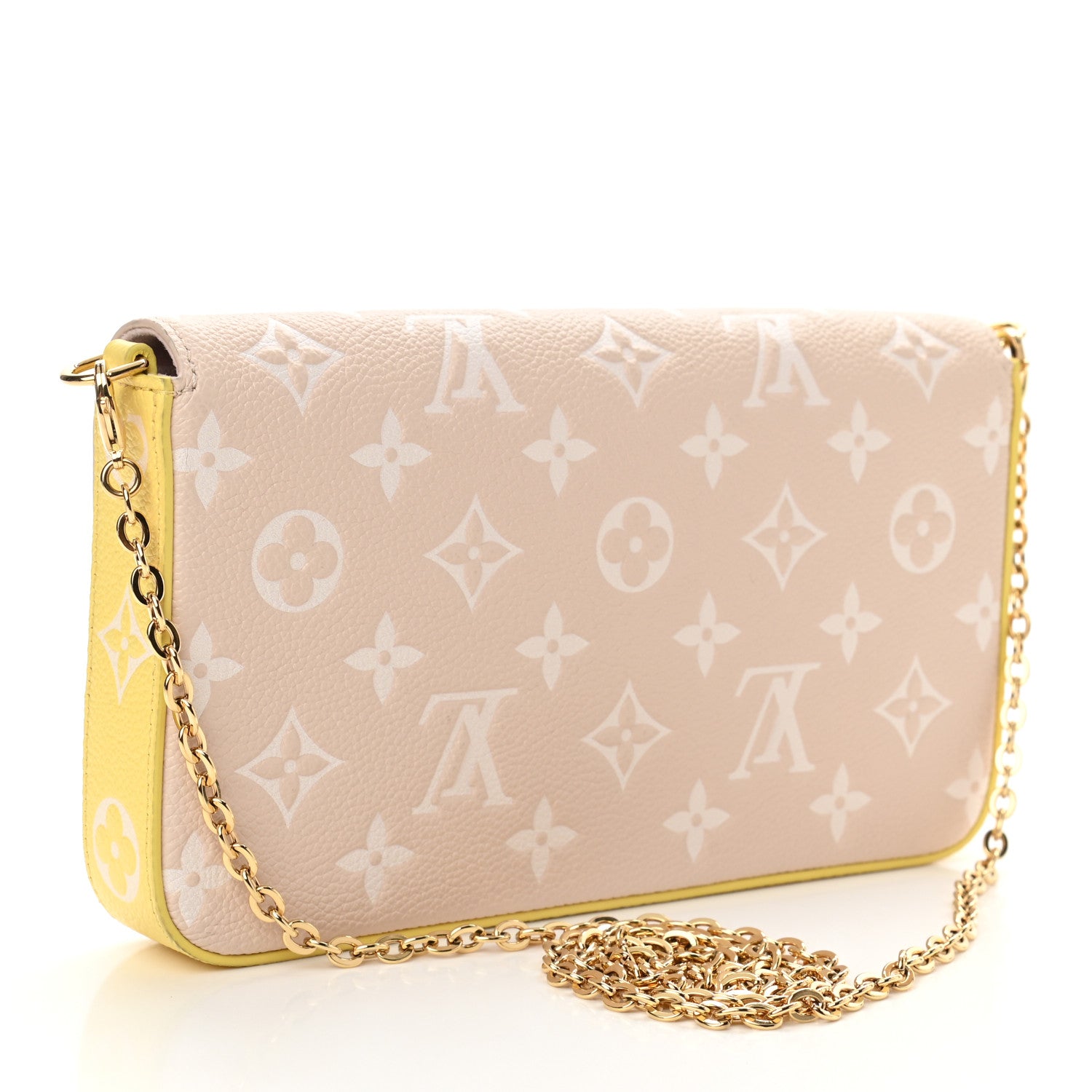 Louis Vuitton Empreinte Spring in the City Felicie Pochette Chain Wallet Pink Beige Yellow 3 of 9