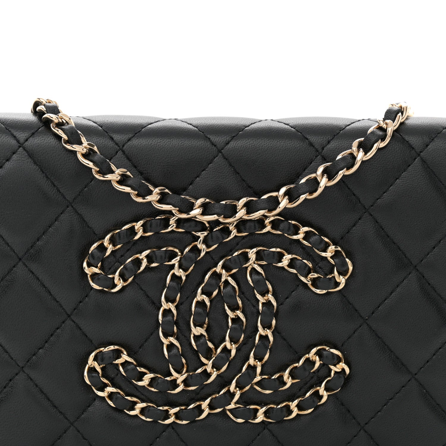 Chanel Lambskin Quilted CC Wallet On Chain WOC Black 8 of 14