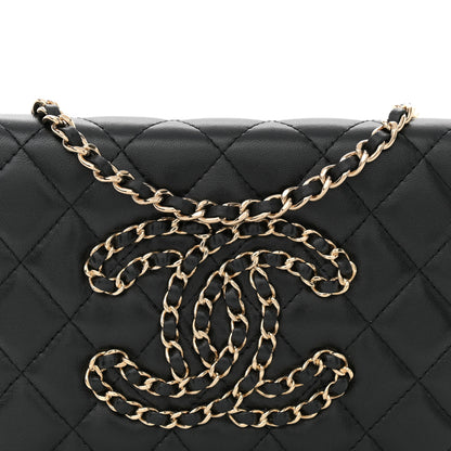 Chanel Lambskin Quilted CC Wallet On Chain WOC Black 8 of 14