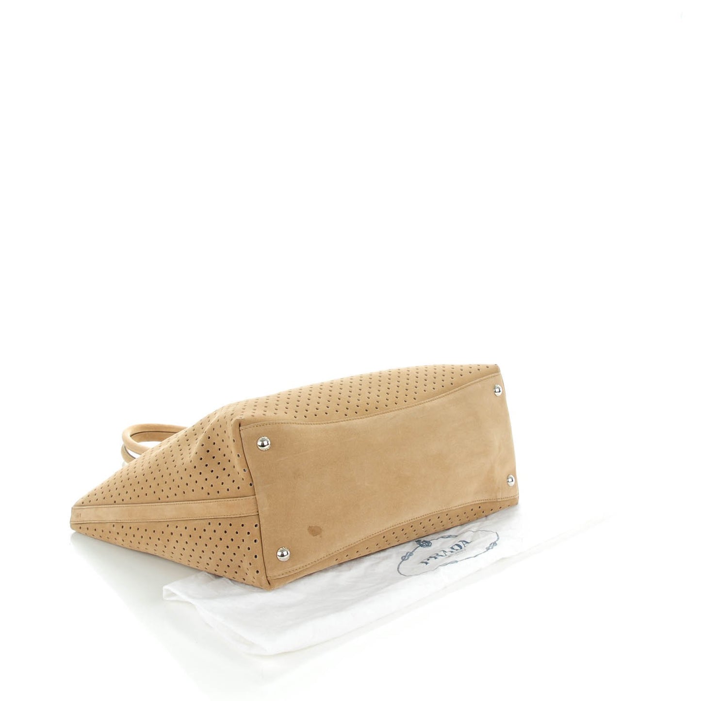 Suede Perforated Tote Cammello