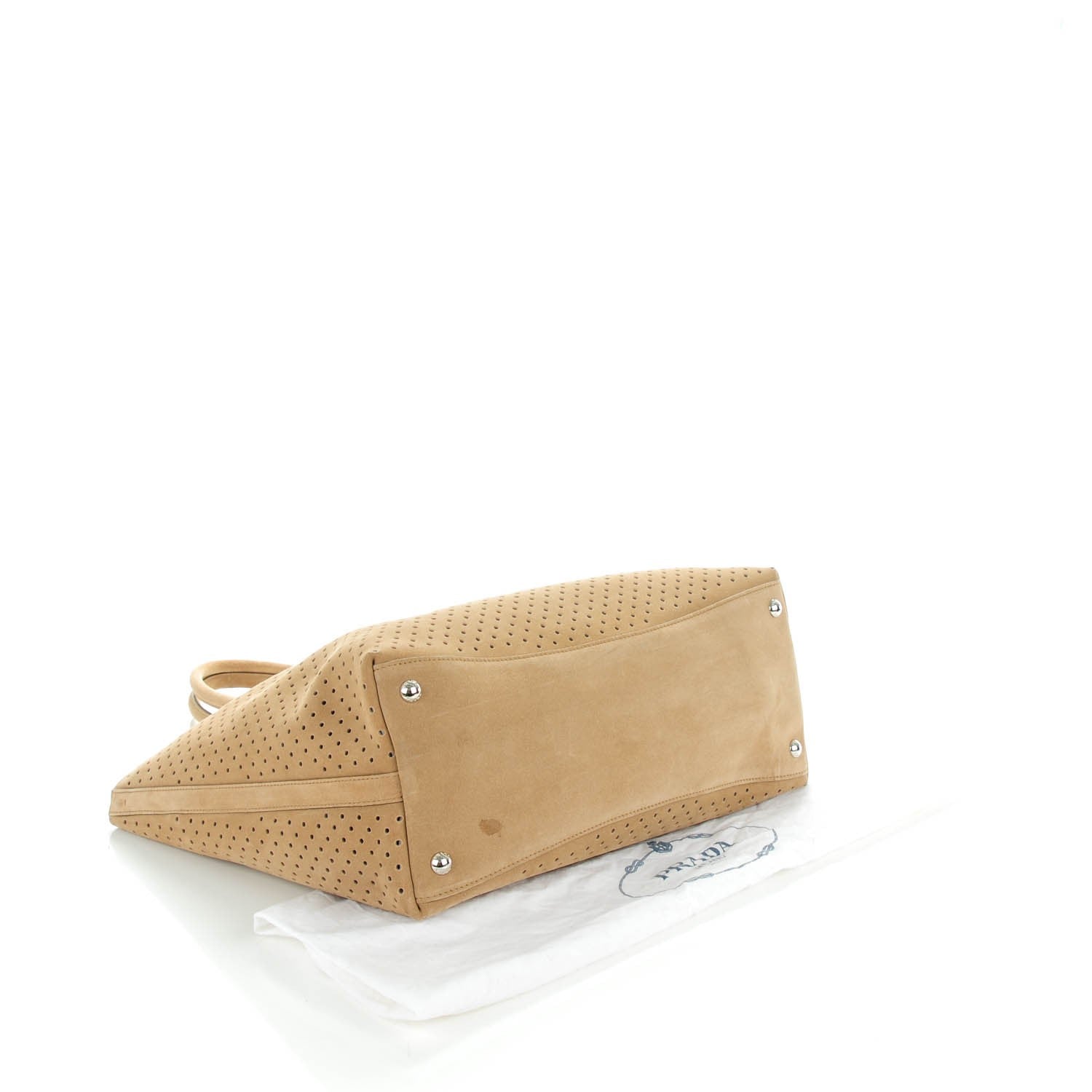 Prada Suede Perforated Tote Cammello 5 of 8