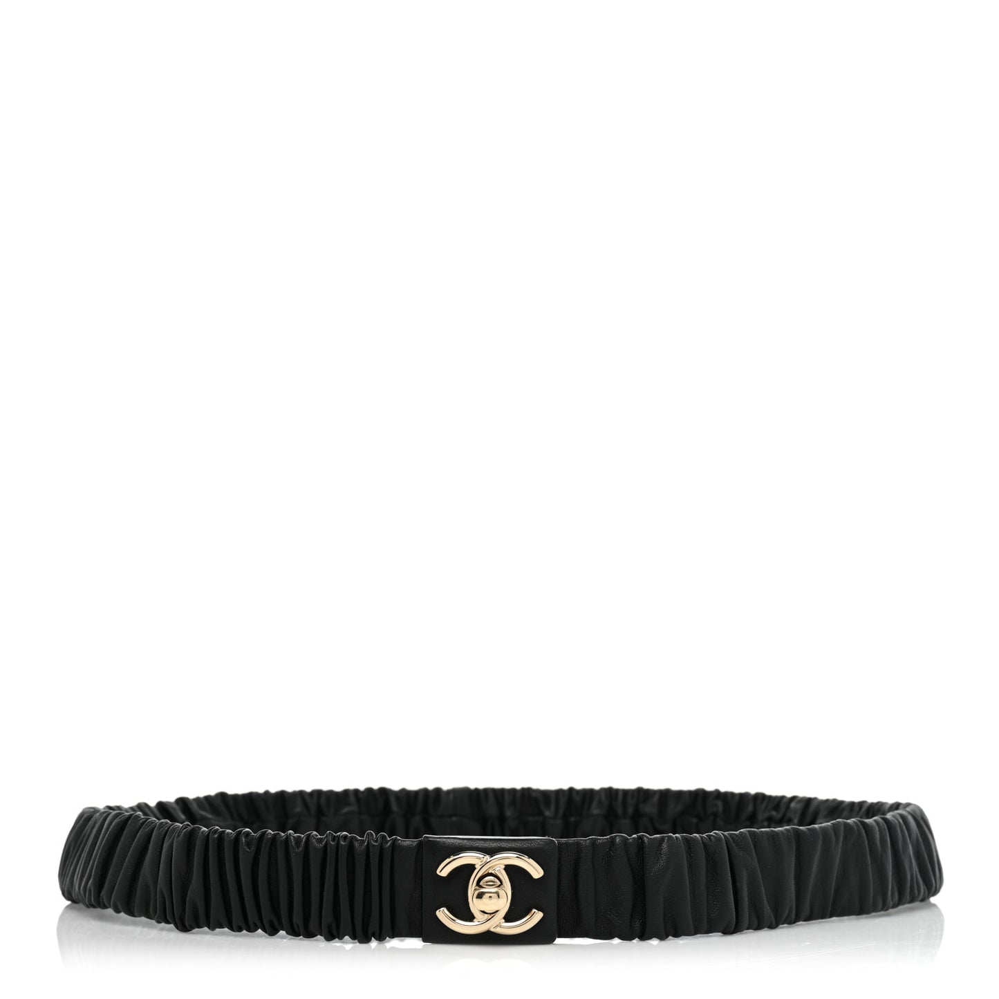 Lambskin Ruched CC Belt 85 34 Black
