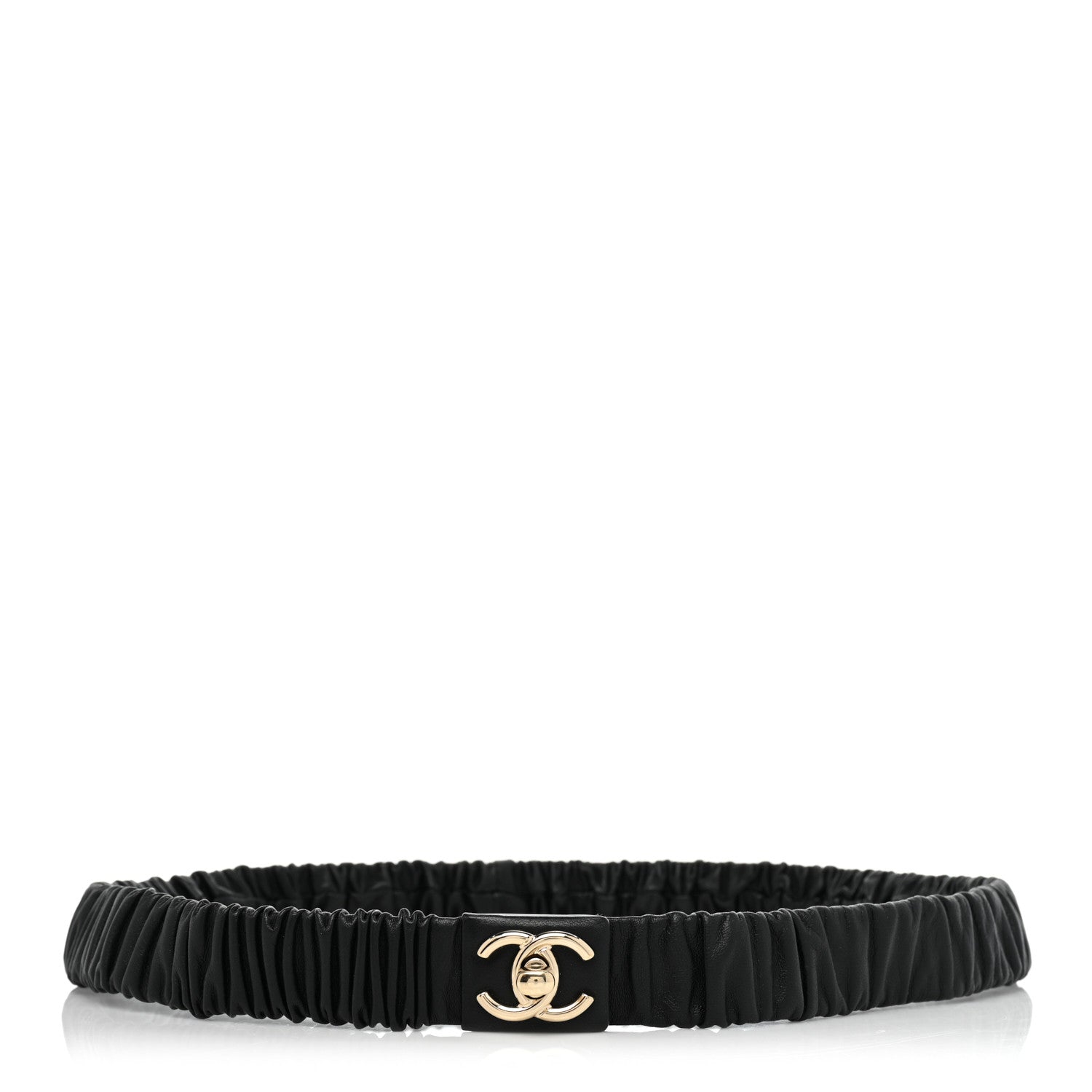 Chanel Lambskin Ruched CC Belt 85 34 Black 1 of 4