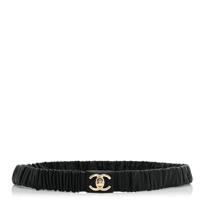 Chanel Lambskin Ruched CC Belt 85 34 Black 1 of 4