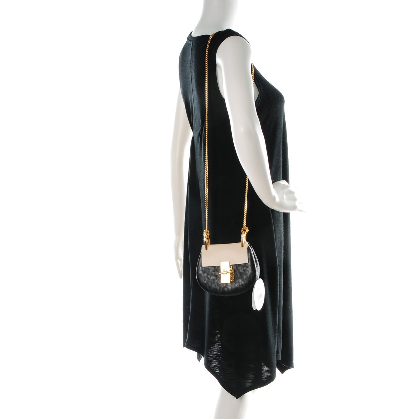 Textured Calfskin Lambskin Nano Drew Shoulder Bag Black