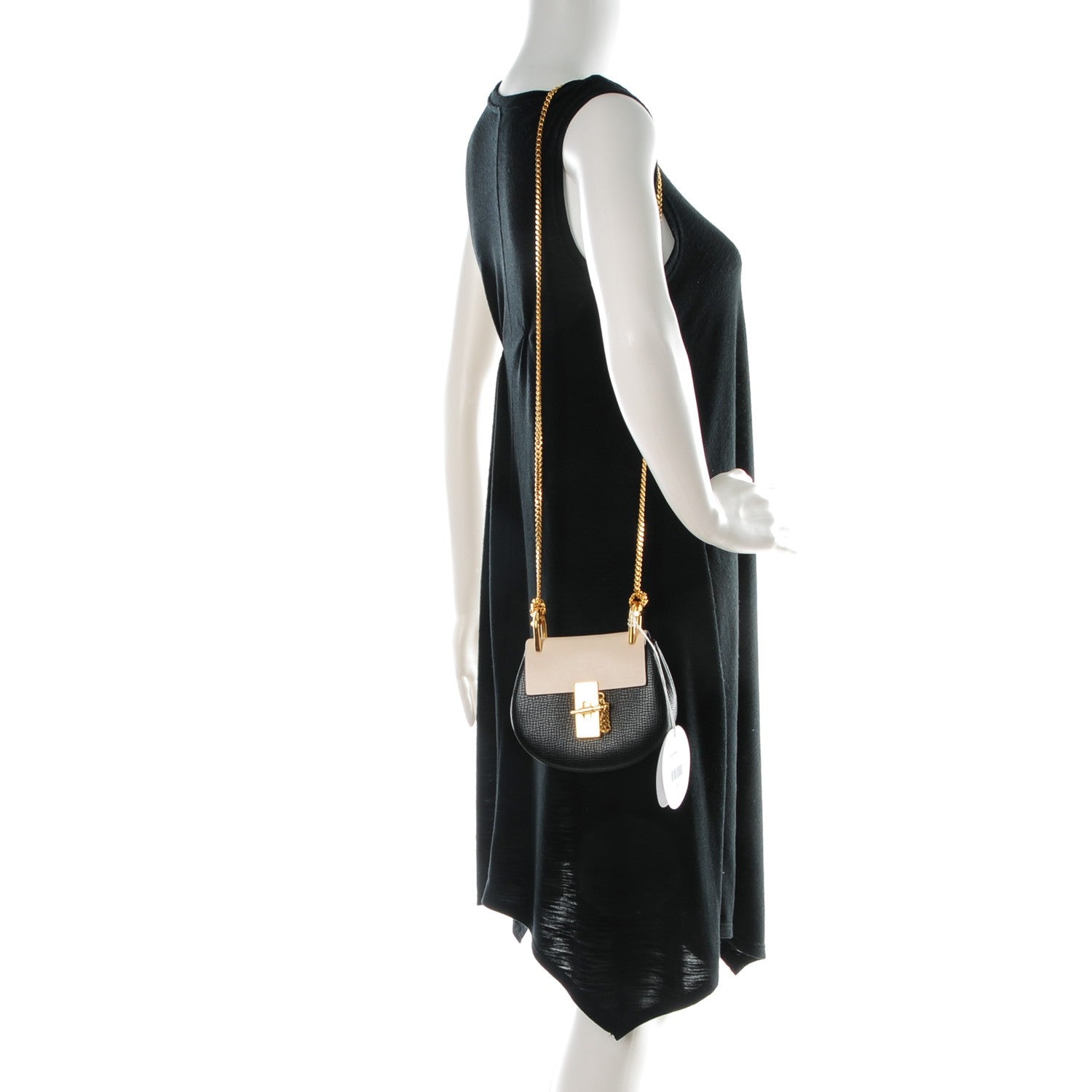 Chloe Textured Calfskin Lambskin Nano Drew Shoulder Bag Black 2 of 8