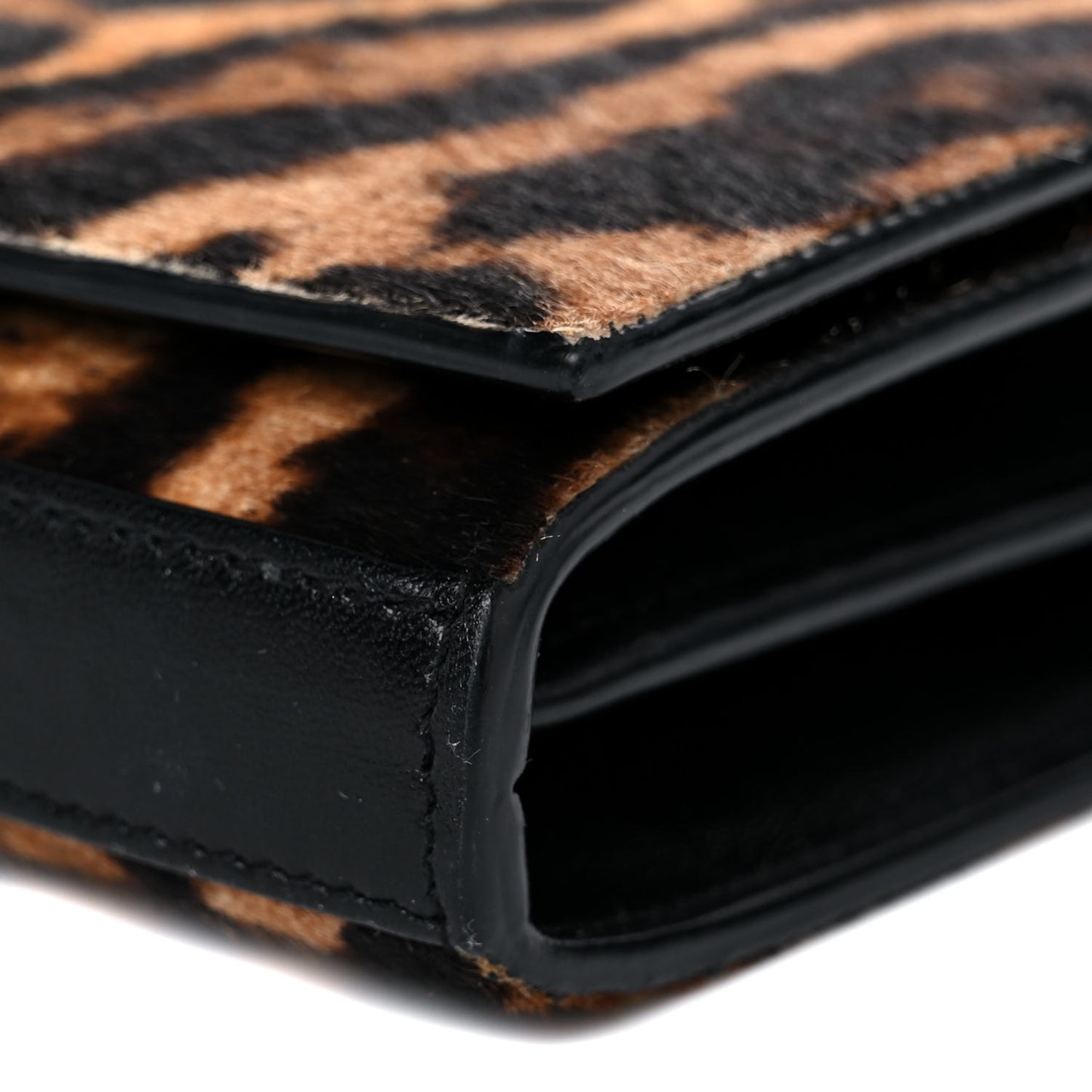 Calf Hair Monogram Chain Wallet Leopard