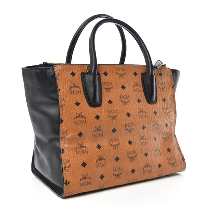 MCM Visetos Medium Kathy Double Zip Tote Cognac Black 3 of 13