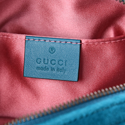 Gucci Velvet Matelasse Embroidered GG Marmont Belt Bag 105 42 Pavone Cyan 5 of 8