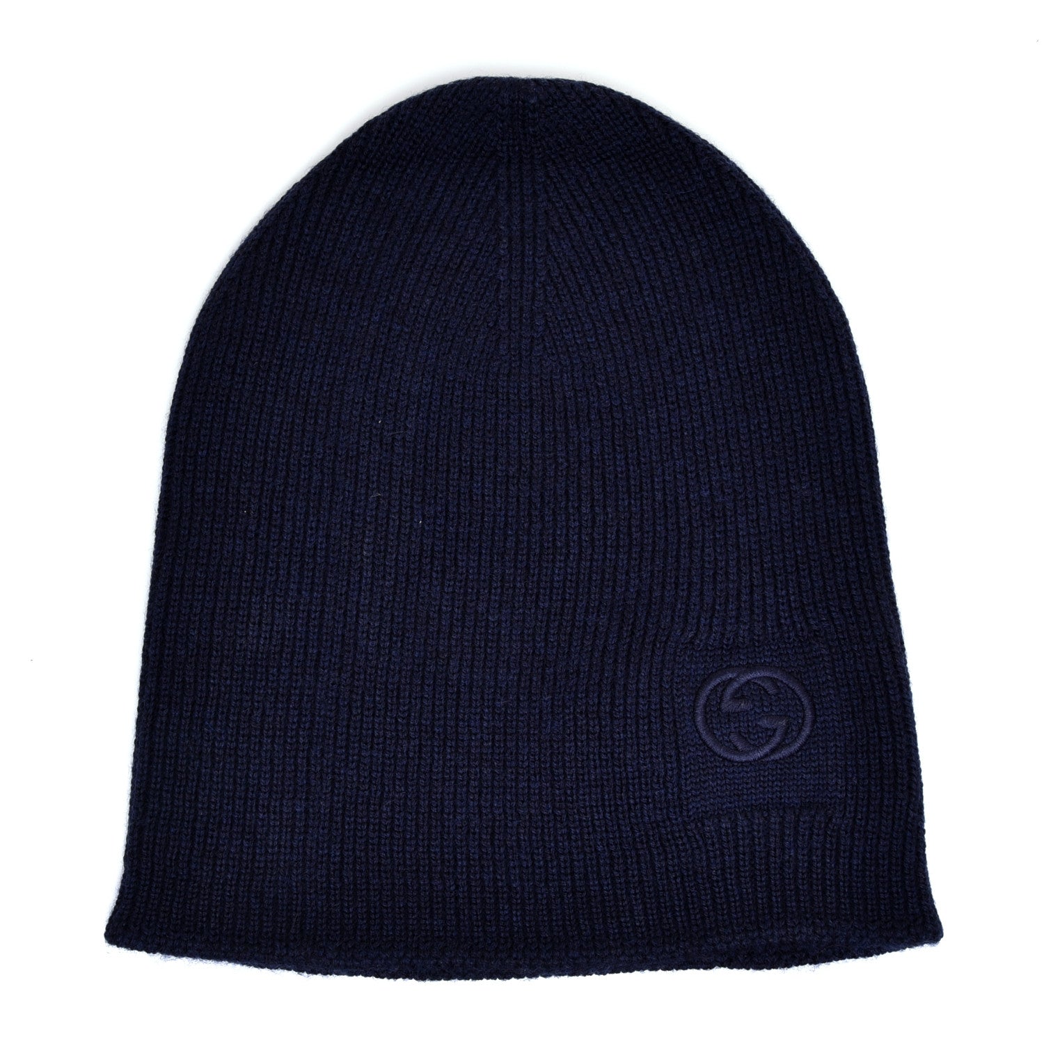 Gucci Wool Tricot Interlocking G Simple GG Beanie Hat M Midnight Blue 1 of 5