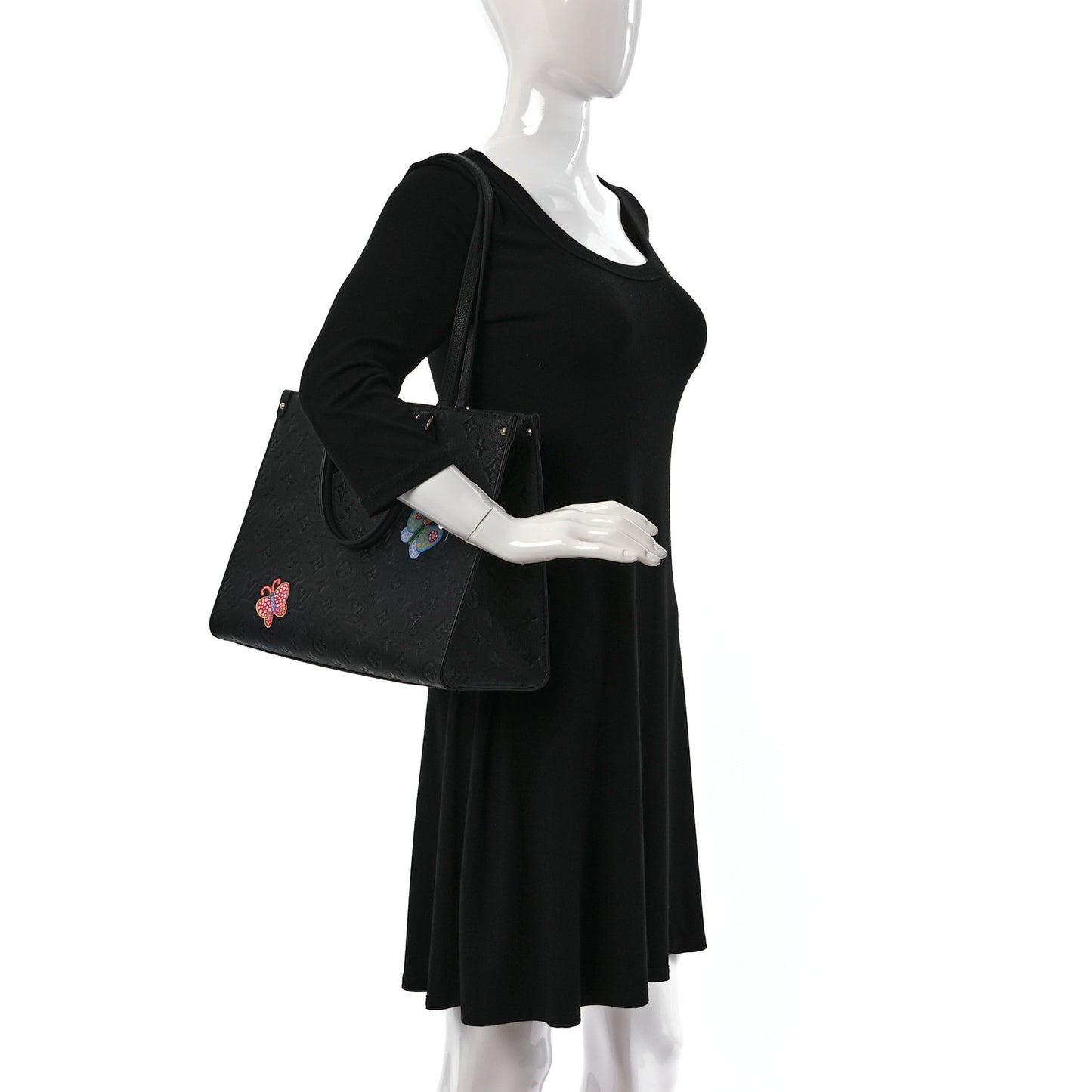LV X YK Empreinte Inlaid Kusama Flowers Onthego MM Black