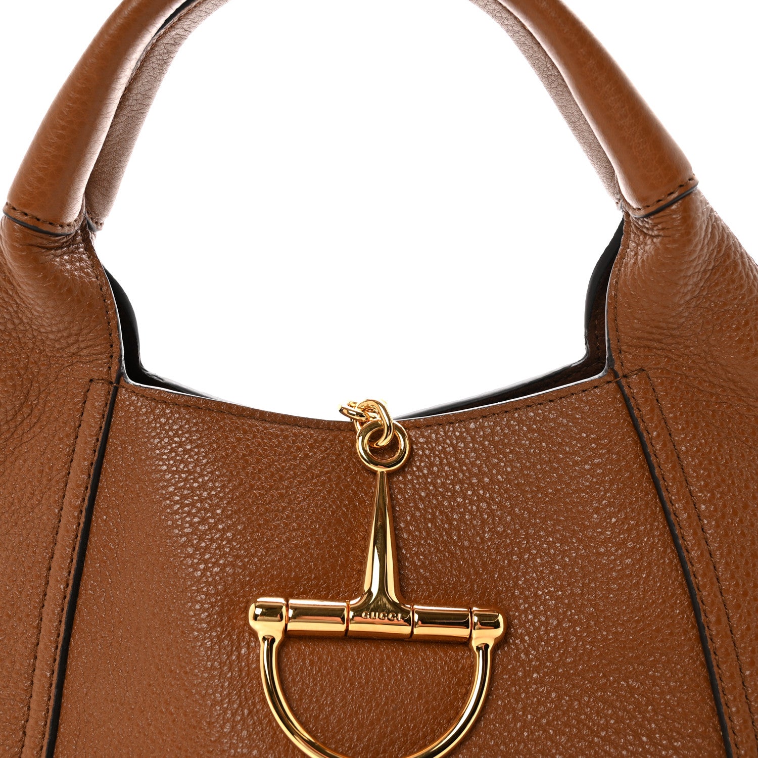 Gucci Grained Calfskin Softbit Medium Shoulder Bag Brown 7 of 9