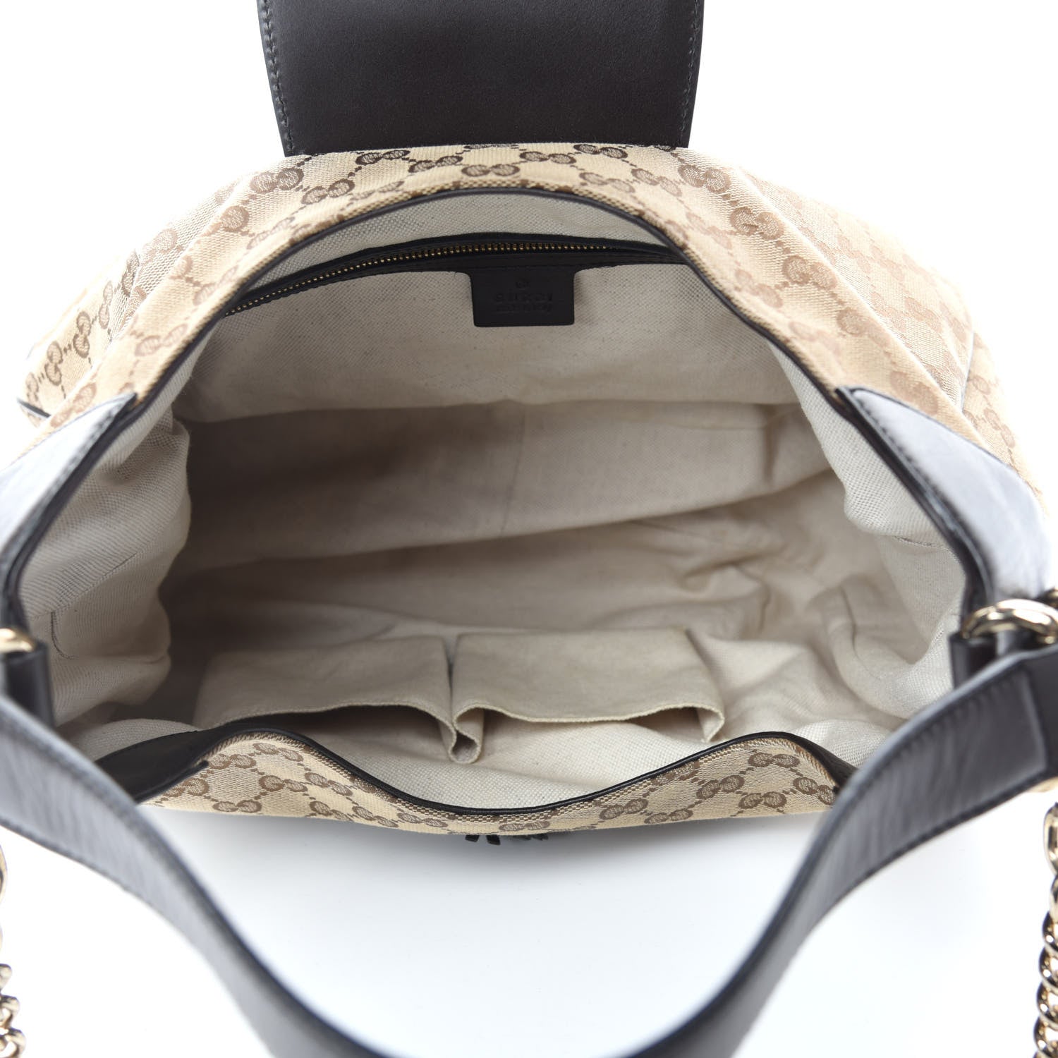 Gucci Monogram Margaux Calfskin Medium Emily Hobo Beige Ebony Cocoa 5 of 10