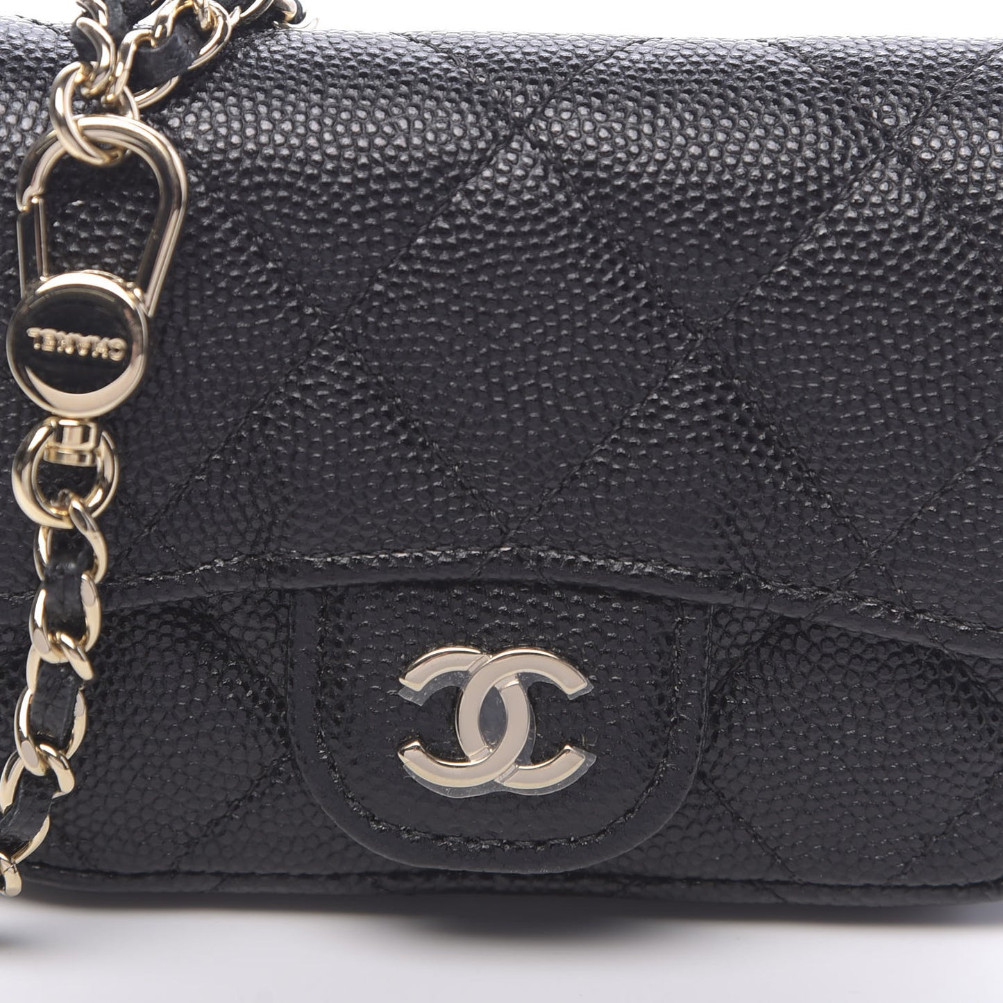 Caviar Quilted Mini Chain Belt Bag Black