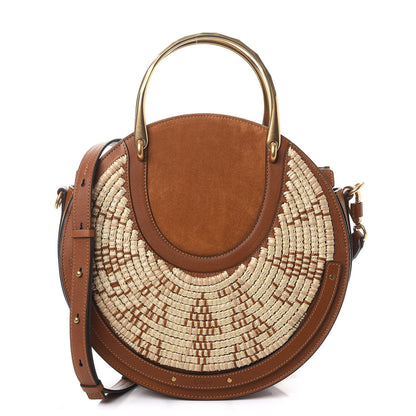 Chloe Calfskin Suede Raffia Medium Pixie Bag Caramel 1 of 7
