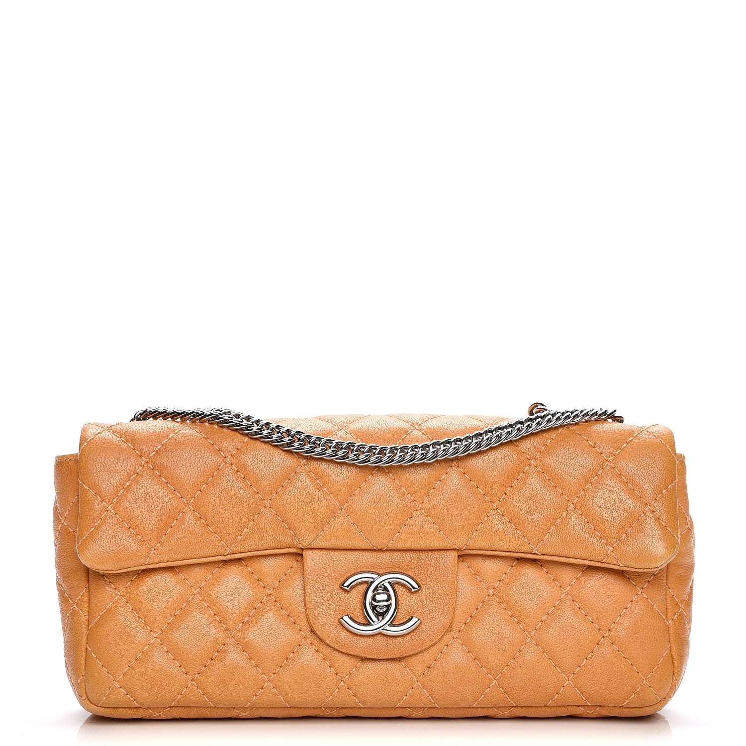 Chanel Lambskin Quilted East West Flap Beige 3 of 19